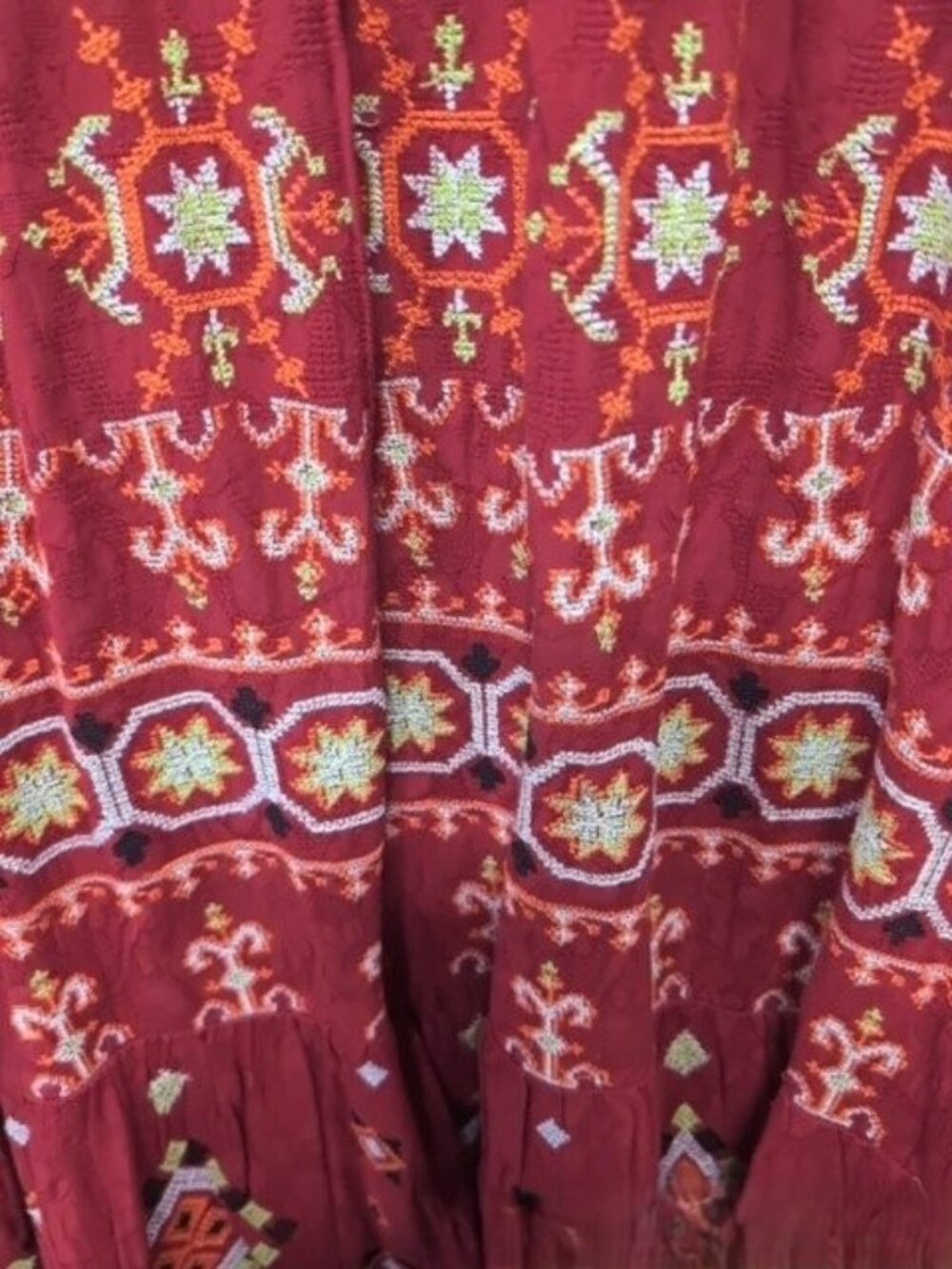 Free People by Anthropologie Red boho midi Dress long sleeve Red size 1x - Picture 4 of 5